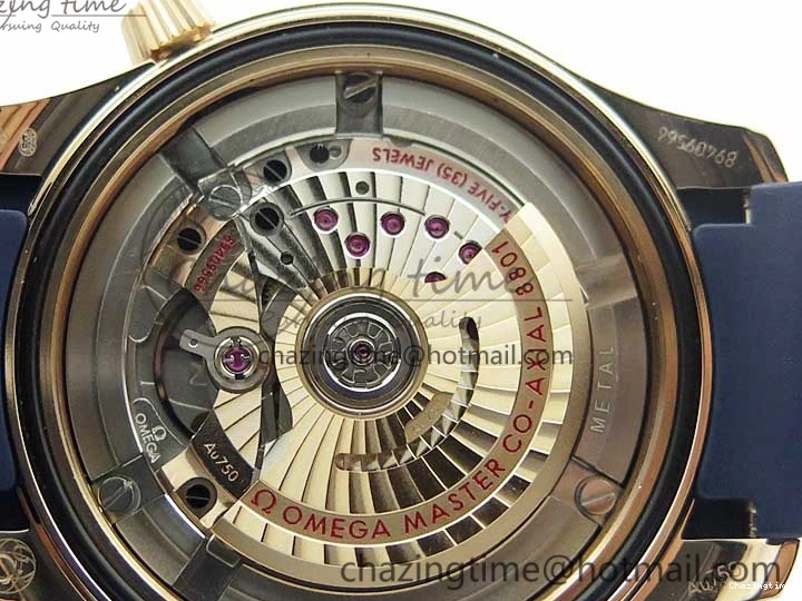 0322 2018 Seamaster Diver 300M RG Blue Ceramic VSF 1:1 Best Edition Blue Dial on Blue Rubber Strap A WeatherProof 7914